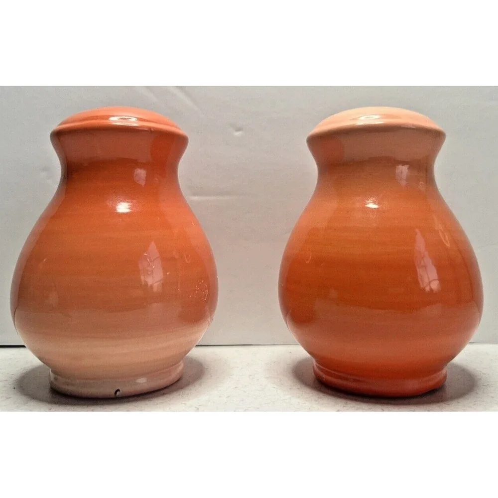 Salt and Pepper Shakers with Stoppers in Orange Ceramic Granny core Cottage core